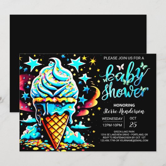 Kleurrijke Dream Ice Cream Boy Baby shower Kaart (Voorkant / Achterkant)