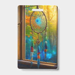 Kleurrijke Dreamcatchers in Venster Blank Badge