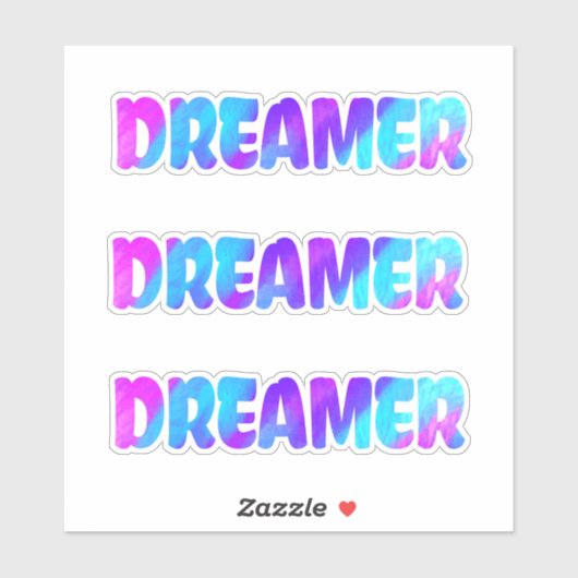 Kleurrijke Dreamer Word Art Sticker (Vel)