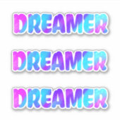 Kleurrijke Dreamer Word Art Sticker (Voorkant)