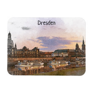 Kleurrijke Dresden Duitsland Elbe Panorama Uitzich Magneet