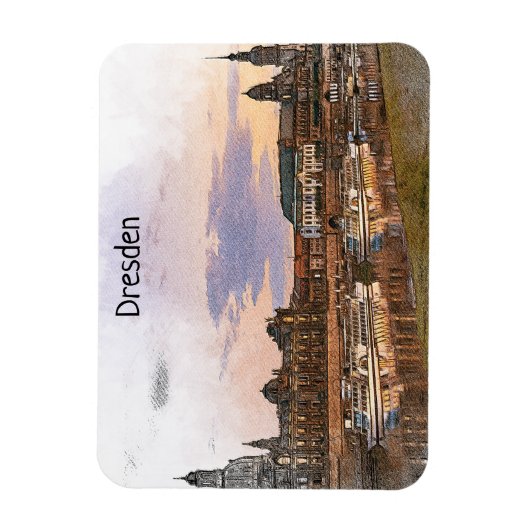 Kleurrijke Dresden Duitsland Elbe Panorama Uitzich Magneet (Verticaal)