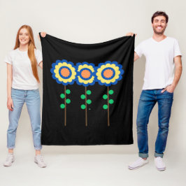 Kleurrijke Drie Bloemen Fleece Deken