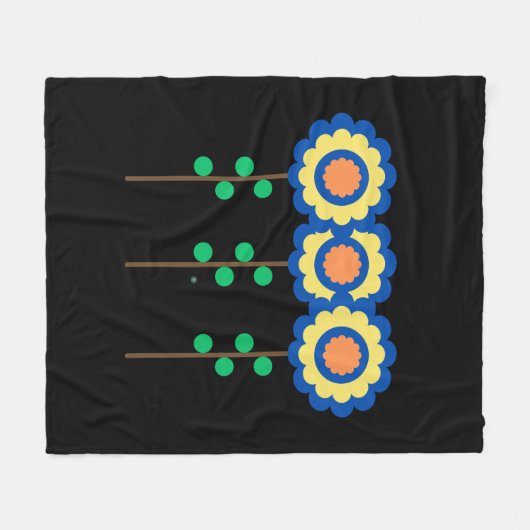 Kleurrijke drie bloemen fleece deken (Voorkant (Horizontaal))