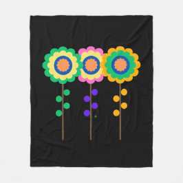 Kleurrijke drie bloemen fleece deken