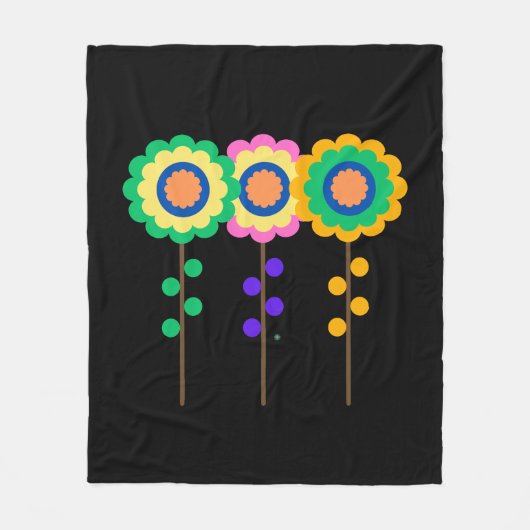 Kleurrijke drie bloemen fleece deken (Voorkant)