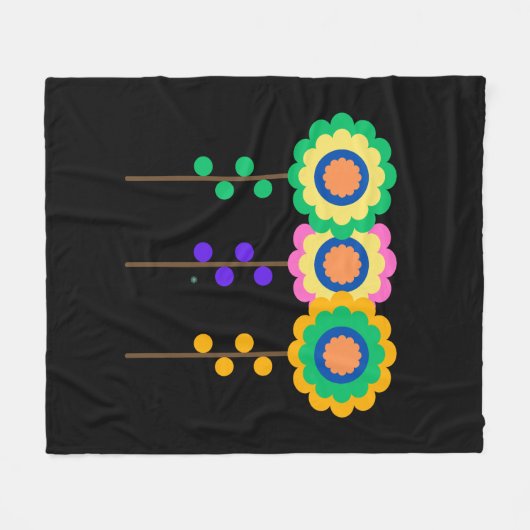 Kleurrijke drie bloemen fleece deken (Voorkant (Horizontaal))
