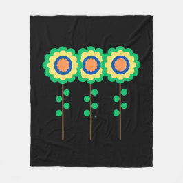 Kleurrijke drie bloemen fleece deken