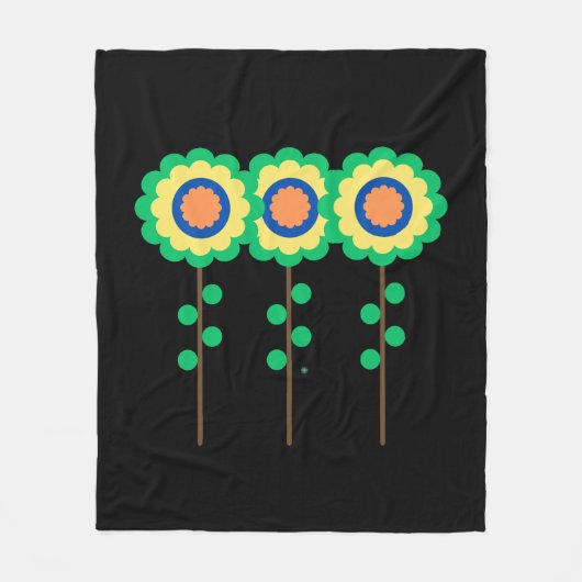 Kleurrijke drie bloemen fleece deken (Voorkant)