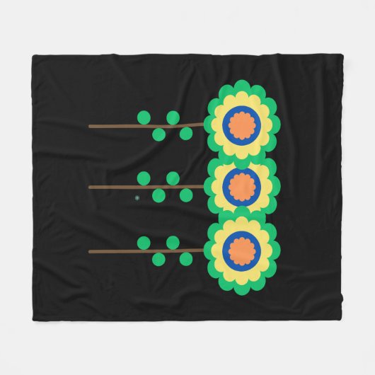 Kleurrijke drie bloemen fleece deken (Voorkant (Horizontaal))