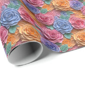 Kleurrijke drie dee bloementegelpatroon cadeaupapier (Rol Hoek)