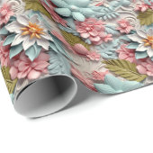 Kleurrijke drie dee bloementegelpatroon cadeaupapier (Rol Hoek)