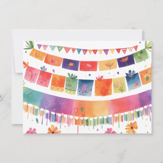 Kleurrijke drie-Esta Mexicaanse Fiesta 3e verjaard Kaart (Achterkant)