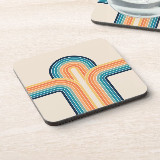 Kleurrijke driedubbele retro-archen bier onderzetter (Linkerzijde)