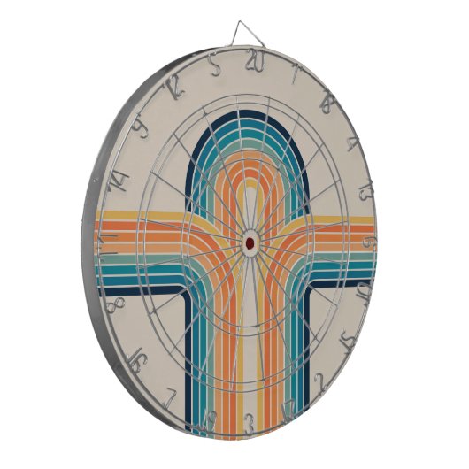 Kleurrijke driedubbele retro-archen dartbord (Voorkant Links)