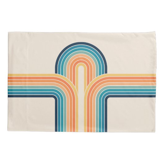 Kleurrijke driedubbele retro-archen kussensloop (Achterkant)