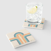 Kleurrijke driedubbele retro-archen stenen onderzetter (Zijkant)