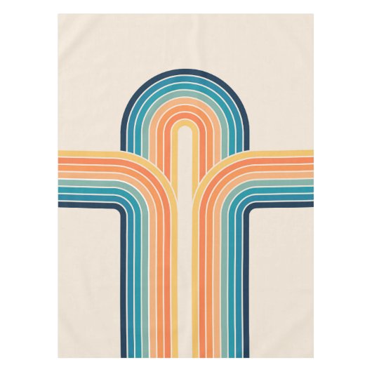 Kleurrijke driedubbele retro-archen tafelkleed (Voorkant)