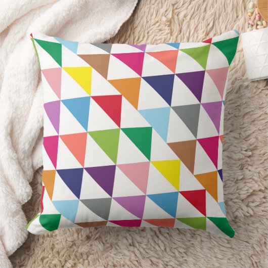 Kleurrijke Driehoek met wit Kussen (Deken)