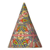 Kleurrijke driehoek patchwork, met de hand geteken feesthoedjes (Rechts)