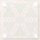 Kleurrijke driehoek patchwork, met de hand geteken glazen onderzetter (Achterkant)