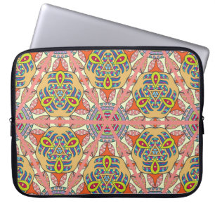 Kleurrijke driehoek patchwork, met de hand geteken laptop sleeve