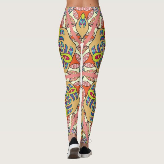 Kleurrijke driehoek patchwork, met de hand geteken leggings (Achterkant)