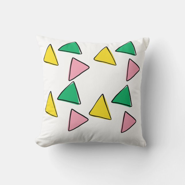 Kleurrijke Driehoek Vierkant Kussen – Modern & Sti (Voorkant)