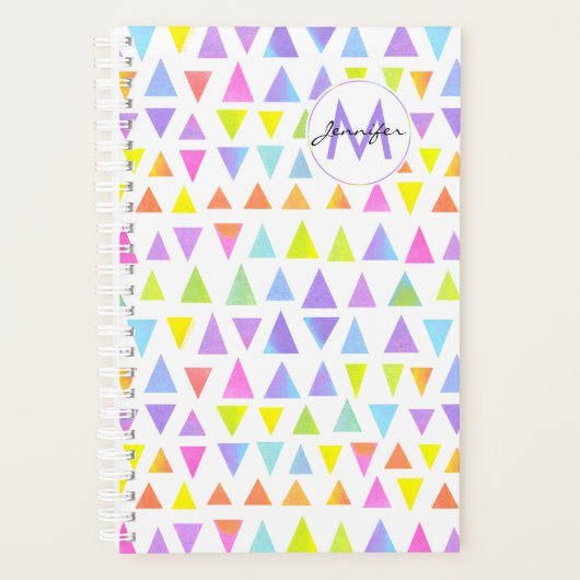 Kleurrijke Driehoek Waterverf Patroon Planner (Voorkant)