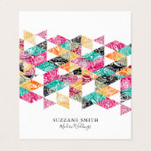 Kleurrijke driehoek witte paisleybekleding visitekaartje (Buitenkant ongevouwen)