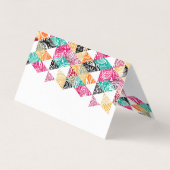 Kleurrijke driehoek witte paisleybekleding visitekaartje (Achterkant)