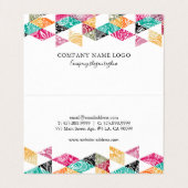 Kleurrijke driehoek witte paisleybekleding visitekaartje (Binnenkant ongevouwen)