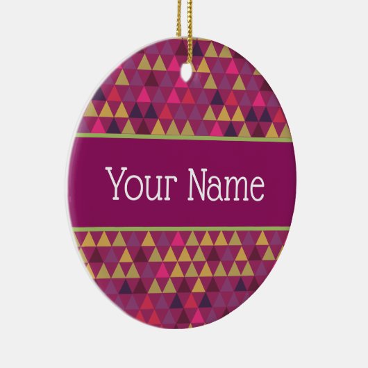 Kleurrijke driehoeken Aangepaste naam Keramisch Ornament (Rechts)