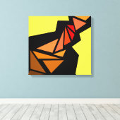 Kleurrijke driehoeken Abstract Geometric Yellow bl Canvas Afdruk (Insitu (Houten vloer))