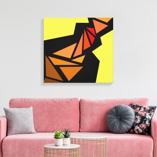Kleurrijke driehoeken Abstract Geometric Yellow bl Canvas Afdruk (Insitu (Woonkamer))