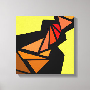 Kleurrijke driehoeken Abstract Geometrisch Geel zw Canvas Afdruk