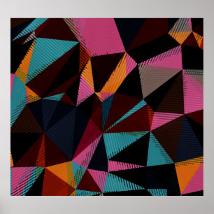Kleurrijke driehoeken Abstracte geometrische achte Poster