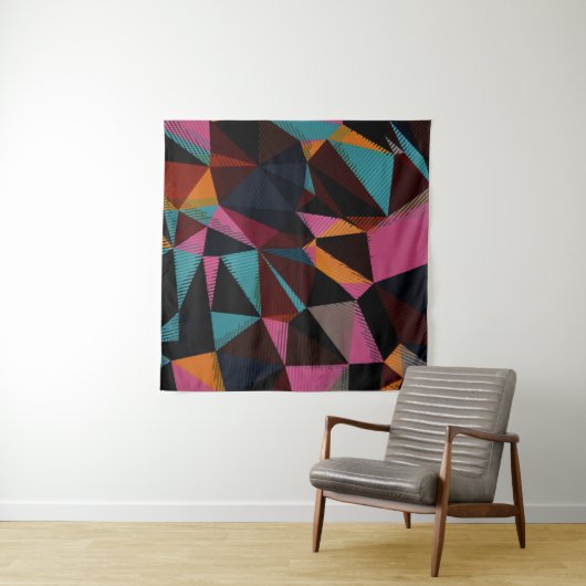 Kleurrijke driehoeken Abstracte geometrische achte Wandkleed (In Situ (horizontaal))