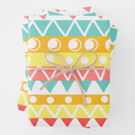 Kleurrijke driehoeken en cirkels inpakpapier vel