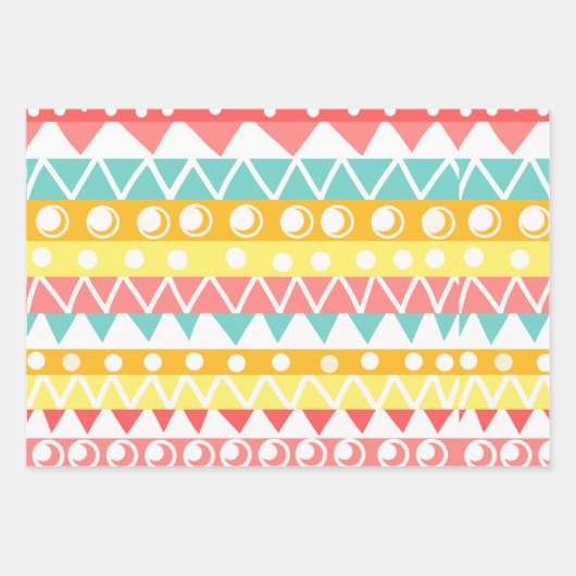 Kleurrijke driehoeken en cirkels inpakpapier vel (Voorkant)