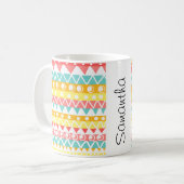 Kleurrijke driehoeken en cirkels koffiemok (Voorkant links)