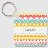 Kleurrijke driehoeken en cirkels sleutelhanger (Voorkant)