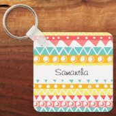 Kleurrijke driehoeken en cirkels sleutelhanger (Voorkant)