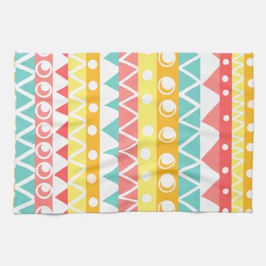 Kleurrijke driehoeken en cirkels theedoek (Horizontaal)