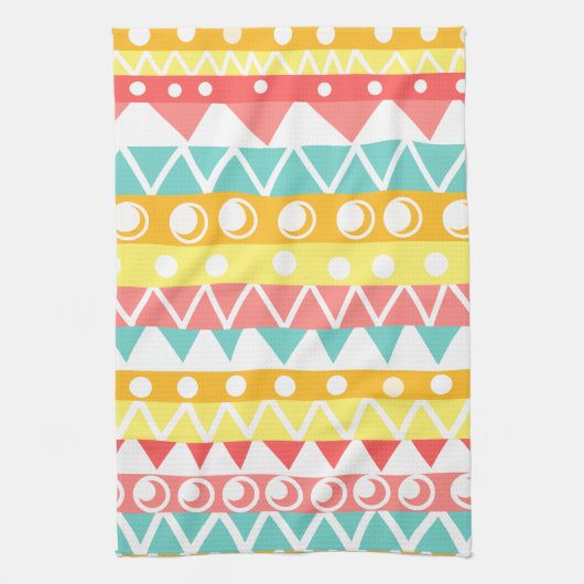Kleurrijke driehoeken en cirkels theedoek (Verticaal)
