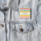 Kleurrijke driehoeken en cirkels vierkante button 5,1 cm (In situ)