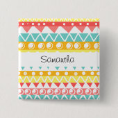 Kleurrijke driehoeken en cirkels vierkante button 5,1 cm (Voorkant)