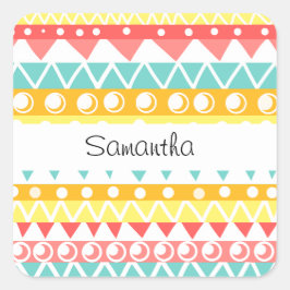 Kleurrijke driehoeken en cirkels vierkante sticker