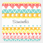 Kleurrijke driehoeken en cirkels vierkante sticker (Voorkant)