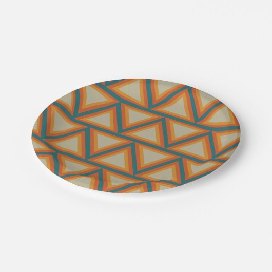 Kleurrijke Driehoeken Geometrisch Feest Papieren Bordje (Gekanteld)